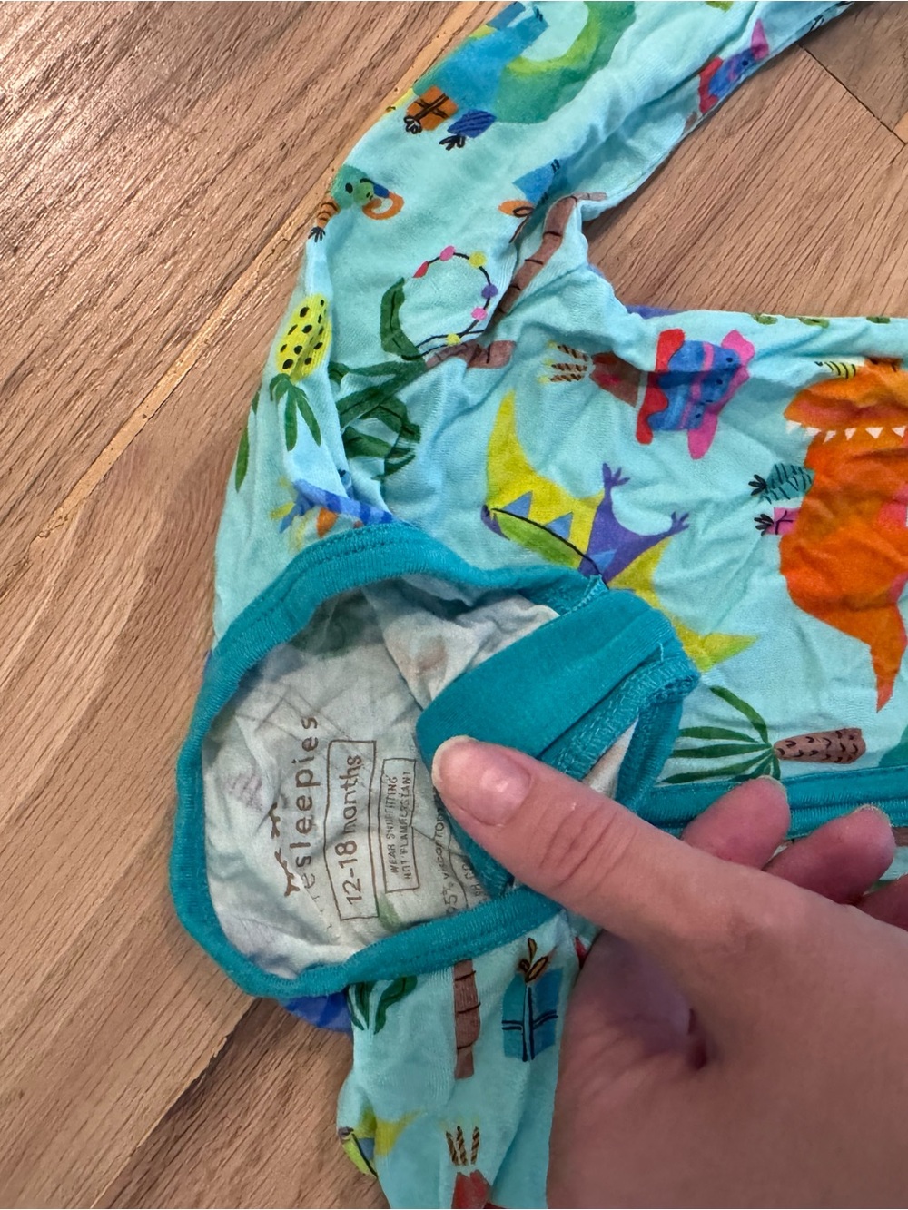 Little Sleepies Blue Tropical Dino Print Footie - Picture 3 of 3